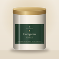 AltarWell Evergreen Solstice candle, Fresh Balsam, in a 9 oz clear glass jar with a evergreen and gold AltarWell label