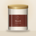 AltarWell Hearth candle, Cinnamon Vanilla, in a 9 oz clear glass jar with a cinnamon red and gold AltarWell label