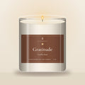 AltarWell Gratitude candle, Vanilla Bean, in a 9 oz clear glass jar with a rust AltarWell label