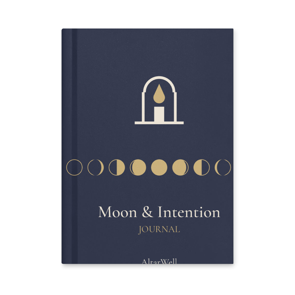 AltarWell Moon & Intention Journal, navy hardcover with gold moon phases, front cover